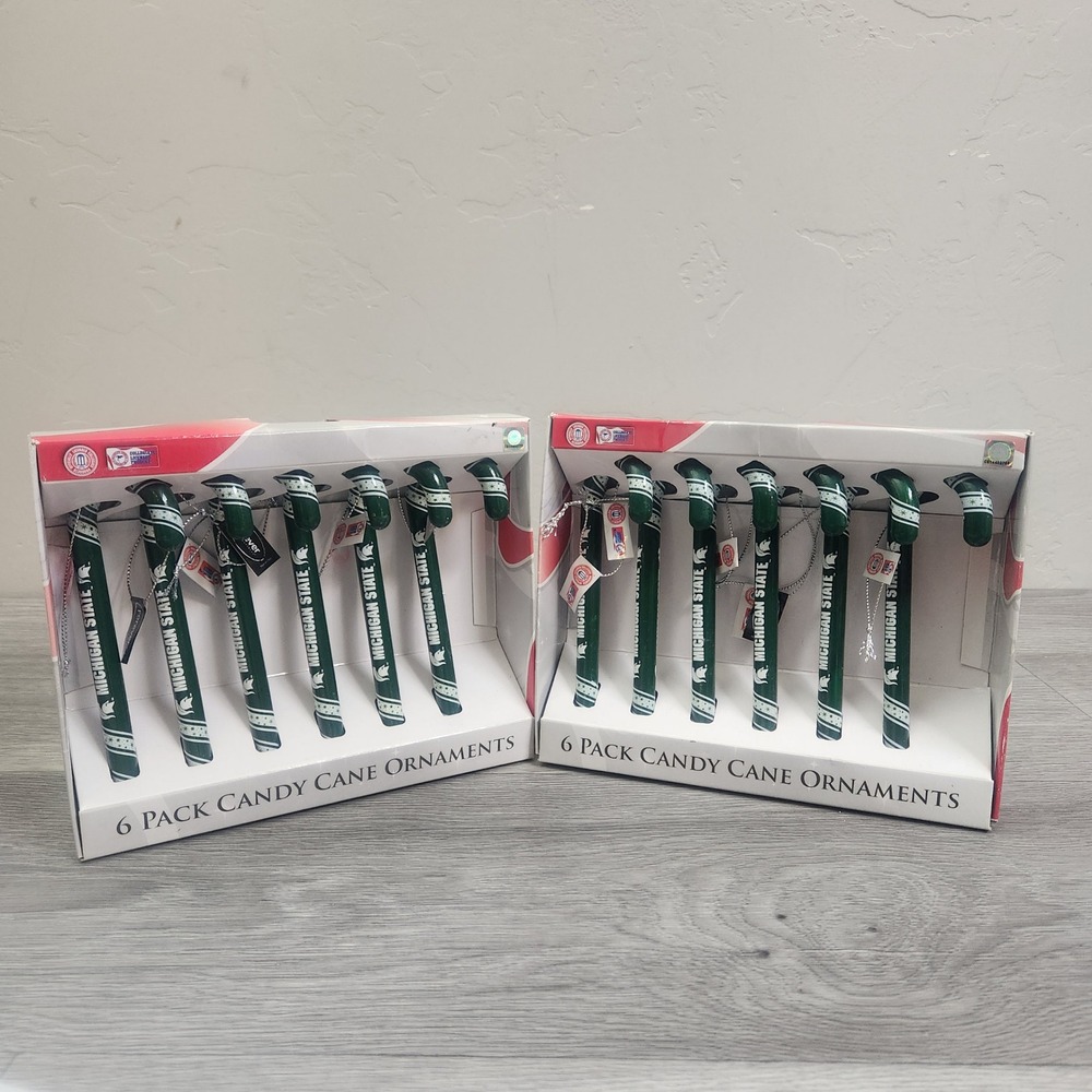 Forever Collectibles Michigan State‎ Candy Cane Ornaments 12 Pack New Tree Deco